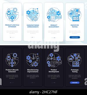 Digital twin tasks night and day mode onboarding mobile app screen Stock Vector