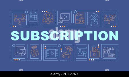 Subscription word concepts dark blue banner Stock Vector