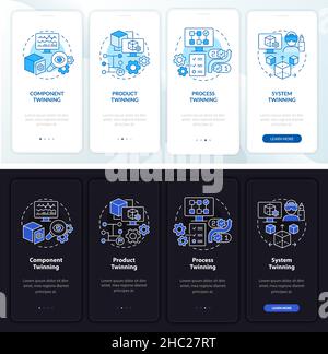 Twinning levels night and day mode onboarding mobile app screen Stock Vector