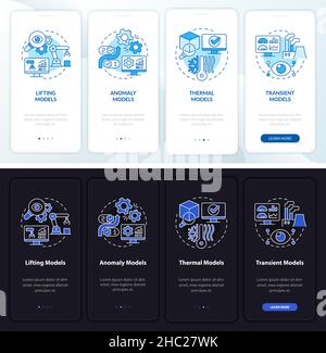 Virtual modeling night and day mode onboarding mobile app screen Stock Vector