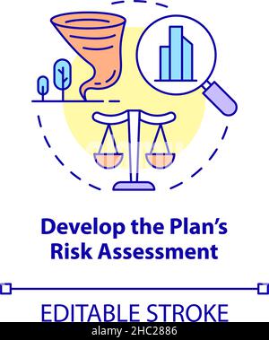 Develop plan risk assessment concept icon Stock Vector