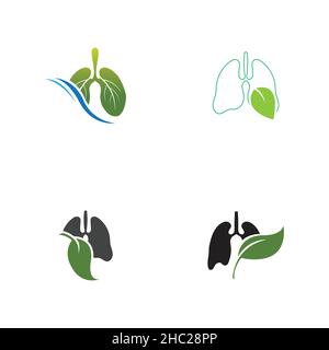set of Green Lung care logo designs vector Stock Vector
