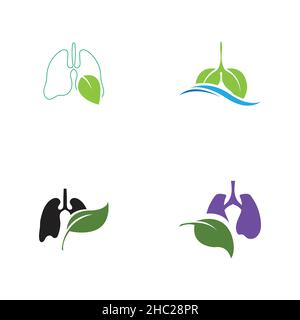 set of Green Lung care logo designs vector Stock Vector