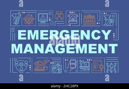 Emergency management word concepts navy banner Stock Vector