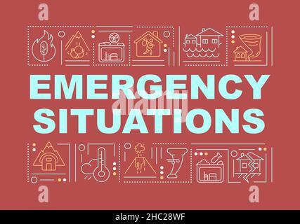 Emergency situations word concepts red banner Stock Vector