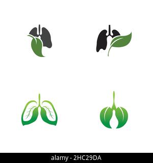 set of Green Lung care logo designs vector Stock Vector