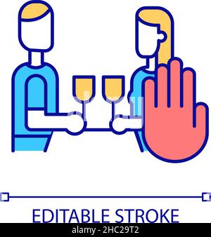 Alcohol drinking restriction RGB color icon Stock Vector