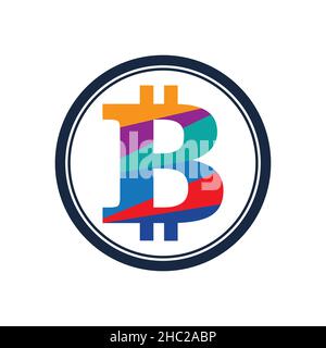 illustration Bitcoin crypto currency logo design Stock Vector