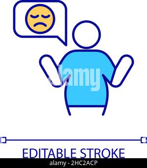 Be unhappy with extra weight RGB color icon Stock Vector