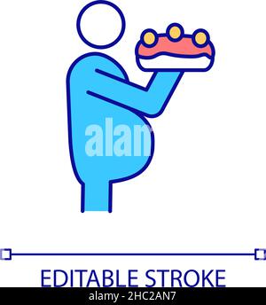 Binge eating RGB color icon Stock Vector
