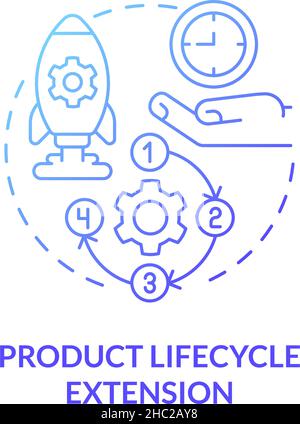 Product lifecycle extension blue gradient concept icon Stock Vector