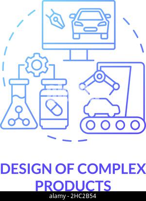 Complex products design blue gradient concept icon Stock Vector