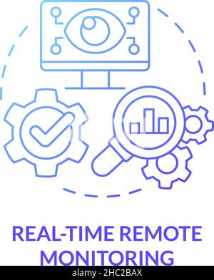 Real time remote monitoring blue gradient concept icon Stock Vector