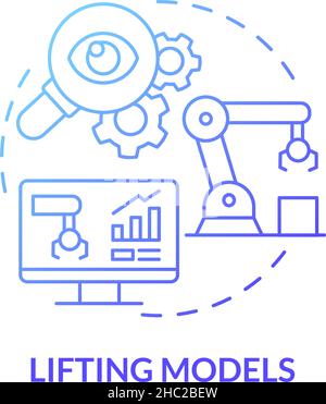Lifting models blue gradient concept icon Stock Vector