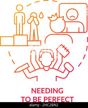 Needing to be perfect red gradient concept icon Stock Vector
