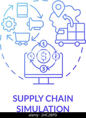 Supply chain simulation blue gradient concept icon Stock Vector