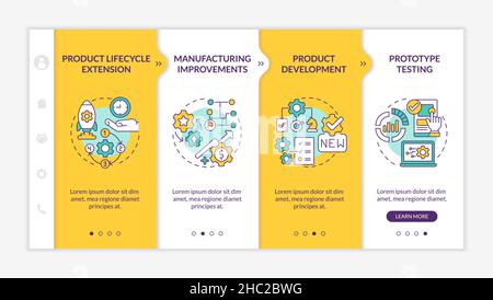 Digital twin applications yellow onboarding template Stock Vector