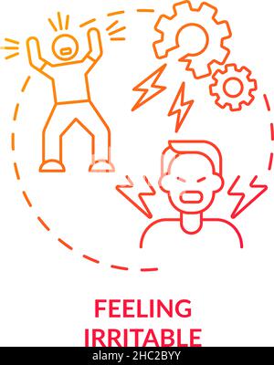 Feeling irritable red gradient concept icon Stock Vector
