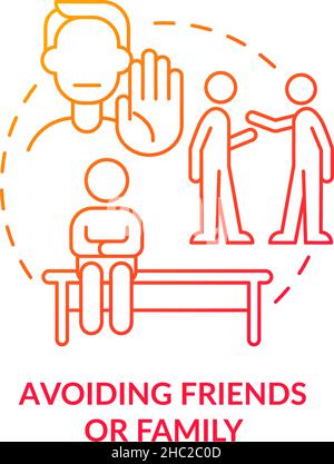 Avoiding friends and family red gradient concept icon Stock Vector