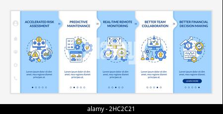 Digital twin advantages blue and white onboarding template Stock Vector