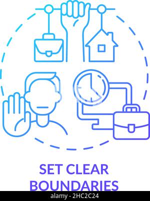 Set clear boundaries blue gradient concept icon Stock Vector