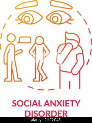 Social anxiety disorder red gradient concept icon Stock Vector