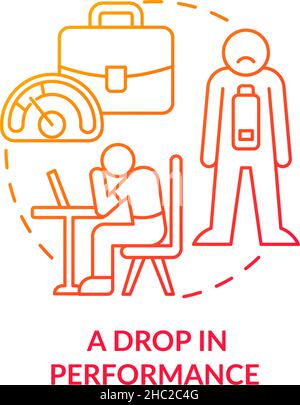 Drop in performance red gradient concept icon Stock Vector