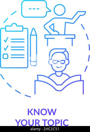 Know your topic blue gradient concept icon Stock Vector