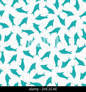 Vector white shark pen sketch scattered repeat pattern with canvas background 02. Suitable for textile, gift wrap and wallpaper. Stock Vector