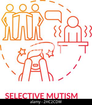 Selective mutism red gradient concept icon Stock Vector