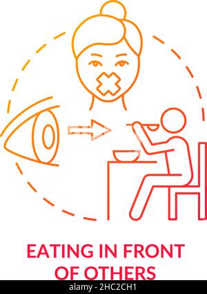 Eating in front of others red gradient concept icon Stock Vector