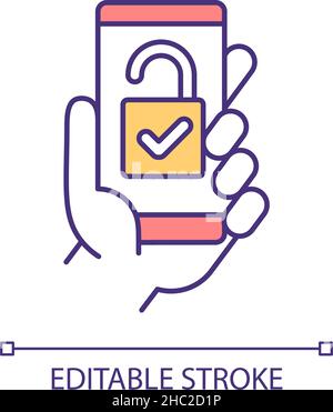 Online lock control RGB color icon Stock Vector