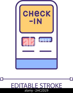 Check in terminal RGB color icon Stock Vector