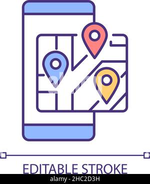 Mobile map RGB color icon Stock Vector
