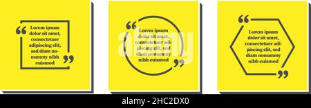 square social media or blog post quote templates with quotation marks, frames for quotes, vector illustration Stock Vector