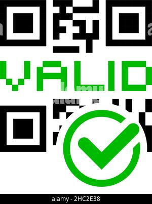 Qr code icon. QR code valid vaccination certificate. Vaccination digital certificate. Vaccine confirm. Vector Stock Vector