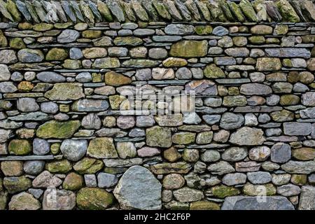 Top quality dry stone wall in Little Langdale. Stock Photo