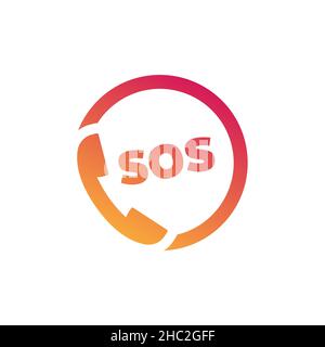 sos call icon on white Stock Vector