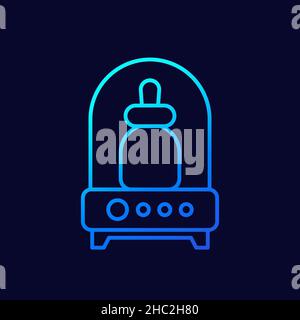 Baby bottle sterilizer line vector icon Stock Vector