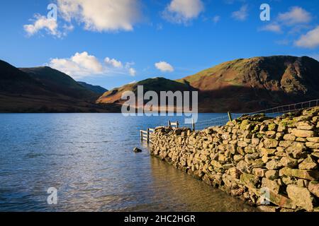 Crummock Water and the eastern slopes of  Mellbreak. Stock Photo