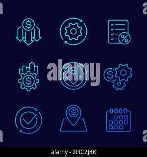 cost effective and financial efficiency line icons Stock Vector