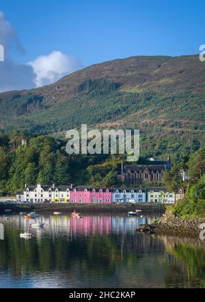 Portree, Isle of Skye, Scotland - 29th September 2021: A view of the harbour at Portree Stock Photo