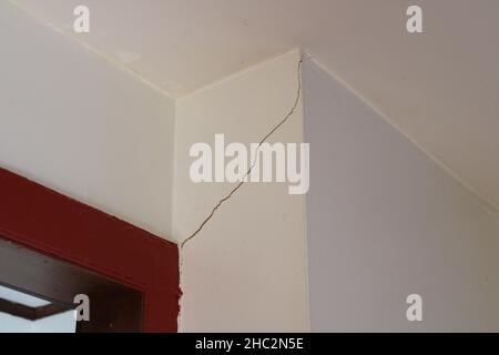A Crack in an Interior Home Wall Stock Photo