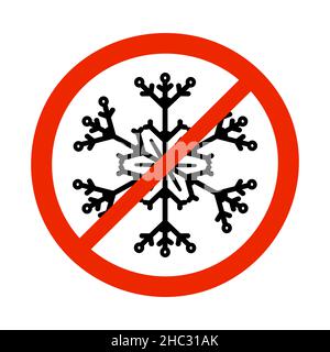 Freezing is prohibited sign isolated on white background. Red round sign with snowflake icon. No frost symbol.Forbidden sign.Stock vector illustration Stock Vector