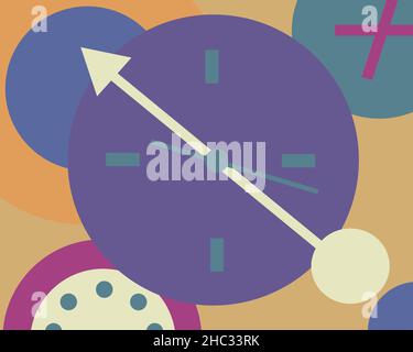 Abstract clock in geometric bauhaus style. Time concept. Stock Vector