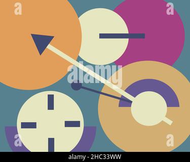 Abstract clock in geometric bauhaus style. Time concept. Stock Vector