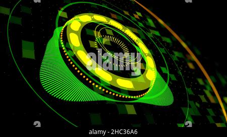 Colorful audio equalizer of green color on black background, seamless loop. Concept of night clubs, dance stage, parties, events, performances, audiov Stock Photo