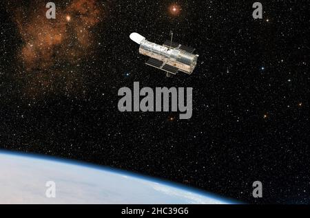 The Hubble Space Telescope in orbit Stock Photo