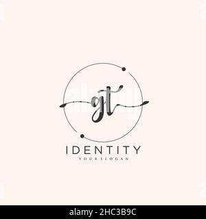 GT Handwriting logo vector art of initial signature, wedding, fashion, jewerly, boutique, floral and botanical with creative template for any company Stock Vector