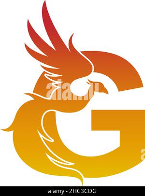 Letter G icon with phoenix logo design template illustration Stock Vector